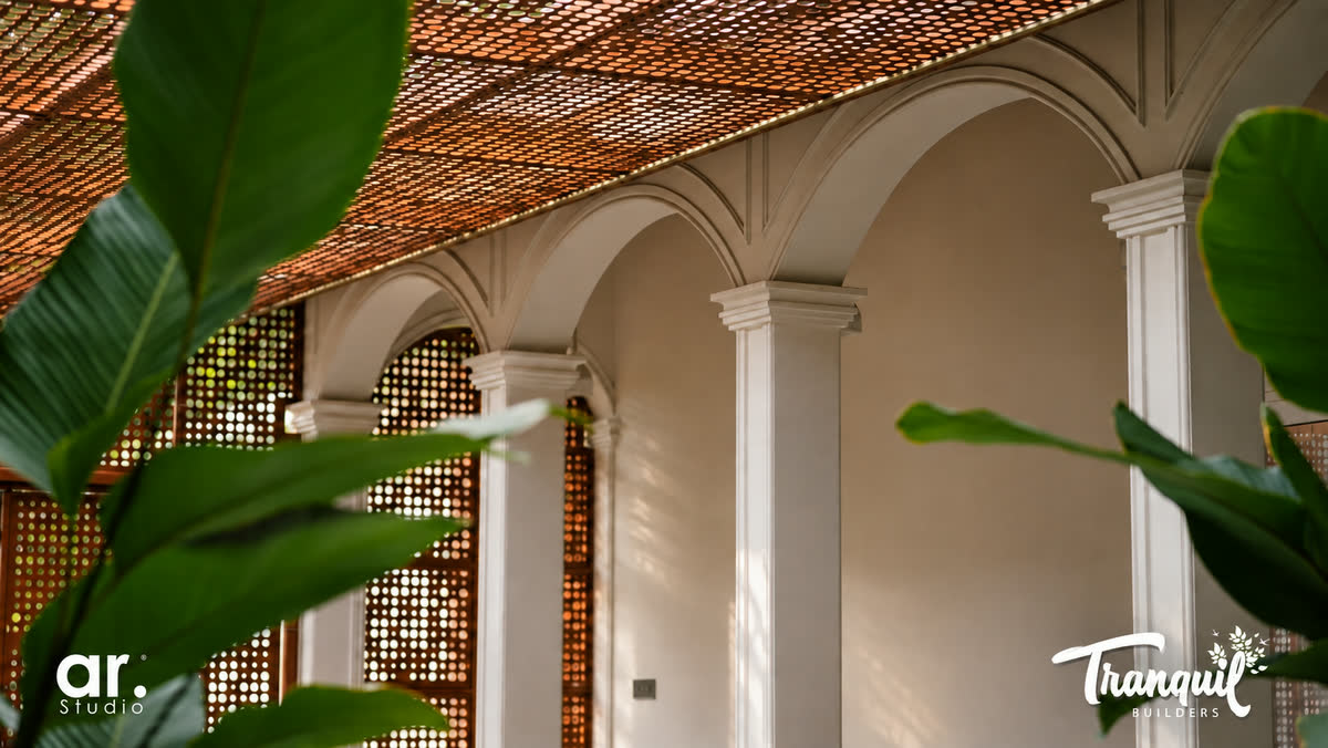 Ajish Residency — the colonnaded arcade running along the courtyard