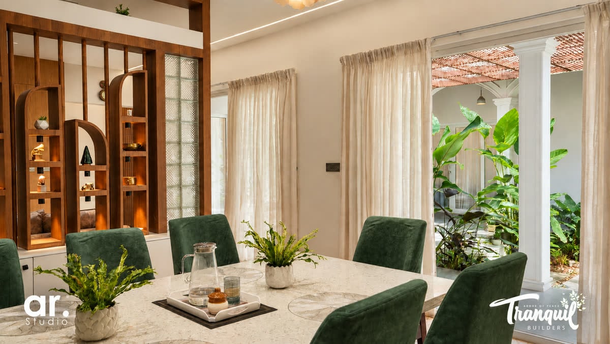 Ajish Residency — the dining table set against the crockery unit