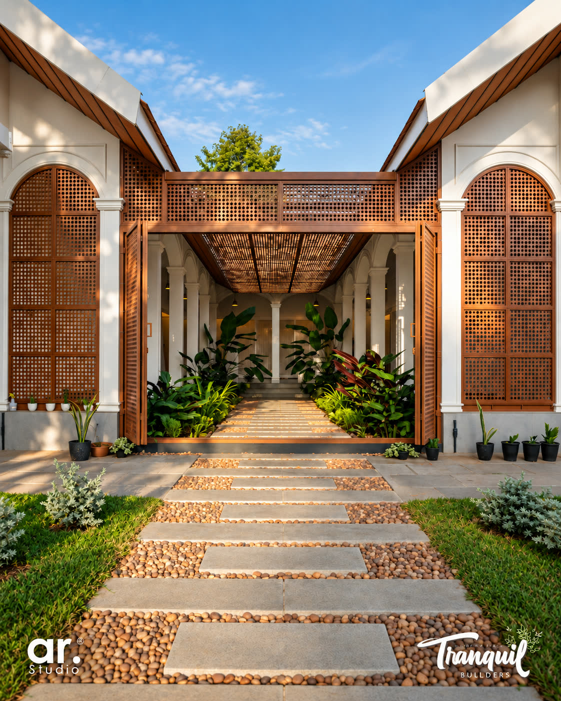 Ajish Residency, a courtyard house by Tranquil Builders