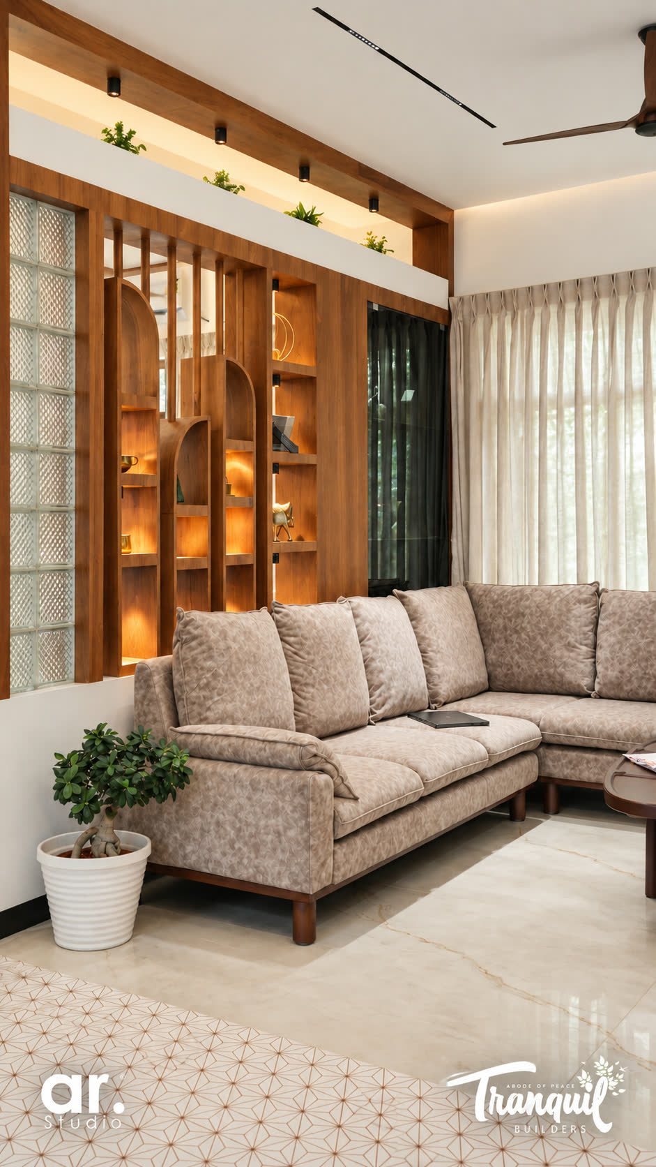 Ajish Residency — the family living room and display shelving