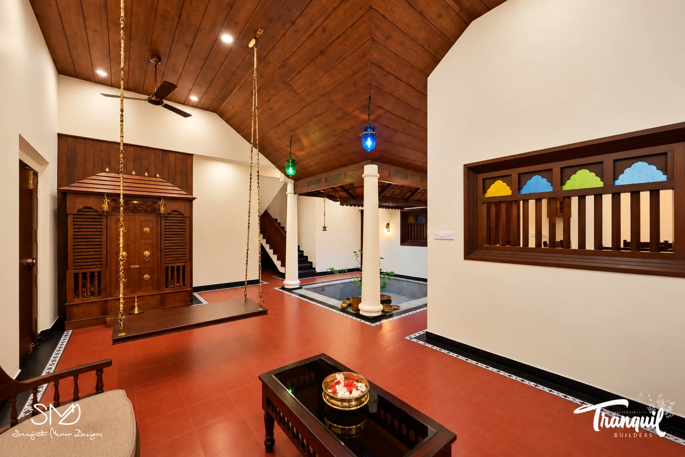 Narayani, the teak pooja mandapam beside the courtyard