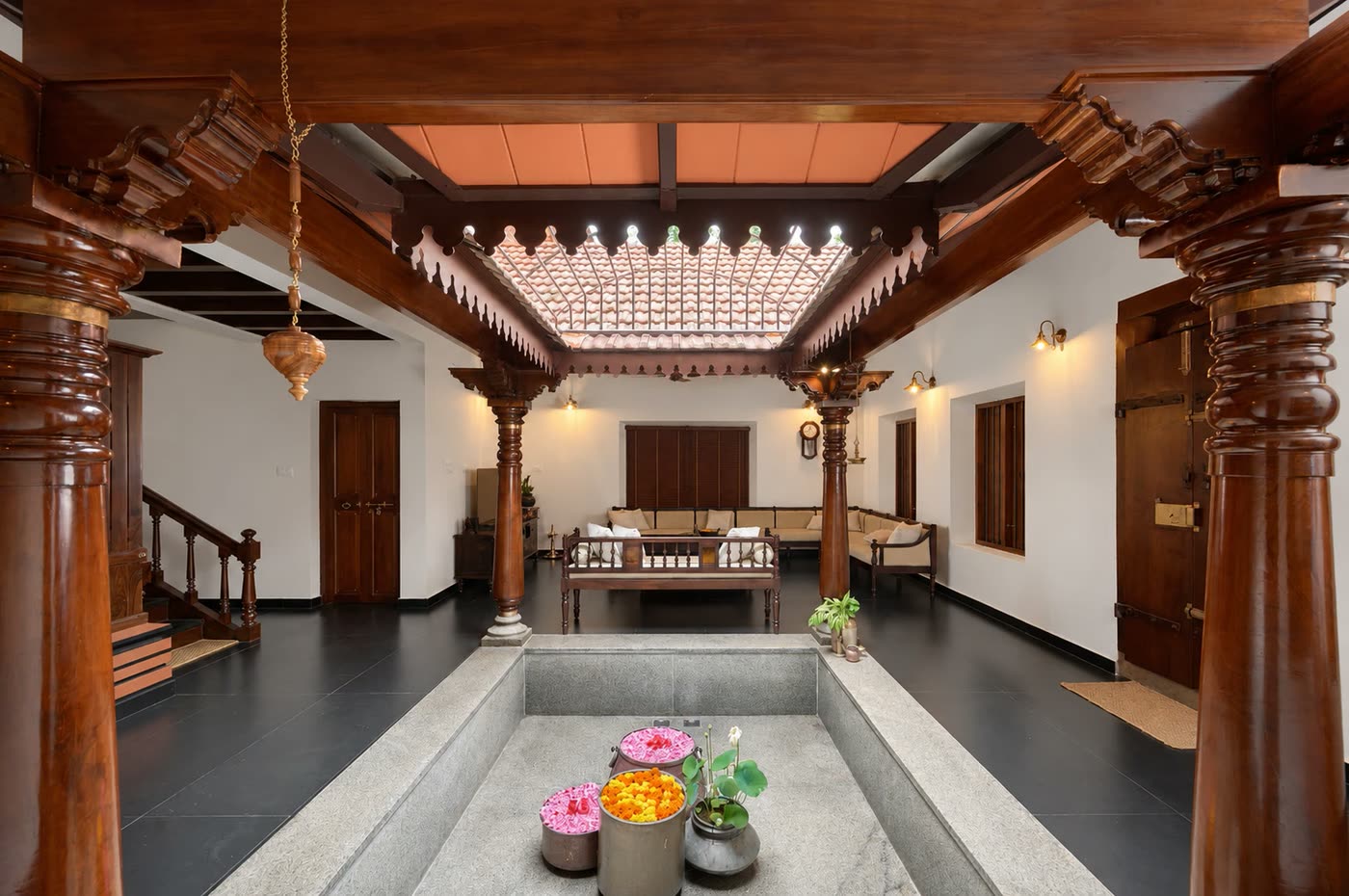 Sreenilayam, the nadumuttam rising to the open skylight